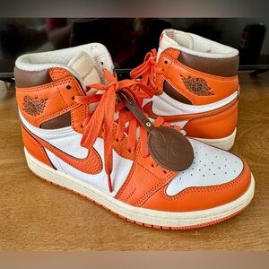 Women's Nike Air Jordan 1 Retro High OG 'Starfish' Orange White Sneakers Sz 9